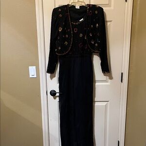 Embellished Black Beaded Jumpsuit w Jacket